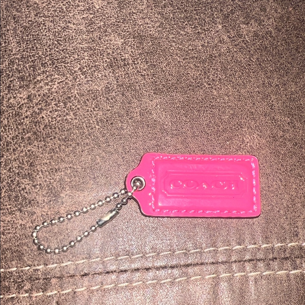 Coach Vibrant Pink Leather bag tag new